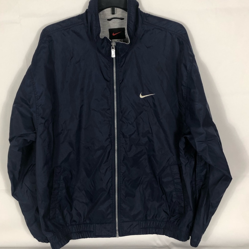 Nike Jacket Mens Large Vented Blue White Water Resistant Full Zip Athletic
